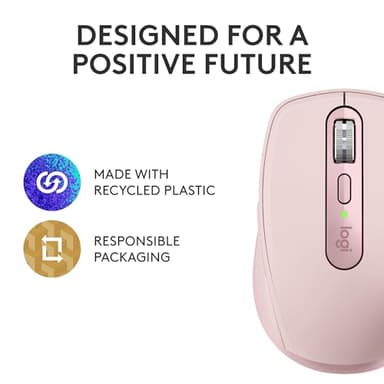 Logitech MX Anywhere 3S Compact Wireless Mouse, Fast Scrolling, 8K DPI Any-Surface Tracking, Quiet Clicks, Programmable Buttons, USB C, Bluetooth, Windows PC, Linux, Chrome, Mac - Rose - Image 10
