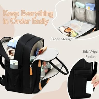 LORADI 18 Pockets Large Diaper Bag Backpack with Waterproof Pockets and Stroller Buckle, Convertible Baby Bag (XL Black, Extra Large) - Image 4