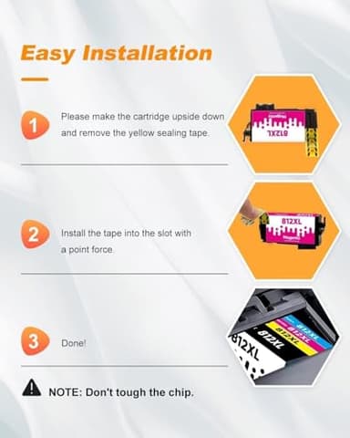 812XL Ink Cartridge Epson Remanufactured Replacement for Epson 812 812XL Ink Cartridges Combo Pack for Epson 812 XL T812XL Work for Workforce Pro WF-7840 WF-7820 WF-7310 EC-C7000 Printer（4 Pack） - Image 6