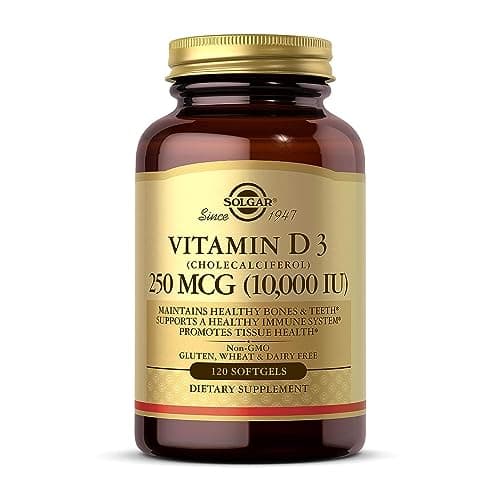 Solgar Vitamin D3 (Cholecalciferol) 250 MCG (10,000 IU), 120 Softgels - Helps Maintain Healthy Bones & Teeth - Immune System Support - Non GMO, Gluten/ Dairy Free - 120 Servings - Image 1