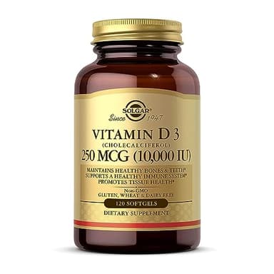 Solgar Vitamin D3 (Cholecalciferol) 250 MCG (10,000 IU), 120 Softgels - Helps Maintain Healthy Bones & Teeth - Immune System Support - Non GMO, Gluten/ Dairy Free - 120 Servings - Image 1