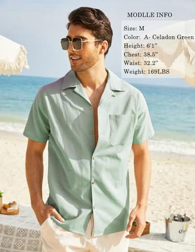 COOFANDY Men Hawaiian Floral Shirts Loose Fit Tropical Holiday Linen Beach Shirts - Image 2