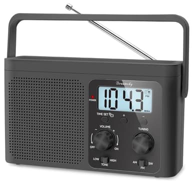 DreamSky AM FM Radio Portable - Shortwave Radio Battery Powered or Plug in Wall for Home Outdoor, Strong Reception, Large Dial Easy to Use, Digital Time Display, Transistor Antenna, Seniors Small Gfit - Image 1