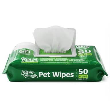 Inspire Naturals Pet Wipes for Dogs and Cats 100% Natural Plant Based with Organic Antioxidants, Dog Wipe Cleaning Deodorizing | Puppy Wipes | Dog Wipes for Paws and Butt(100ct - 2 Pack) - Image 4