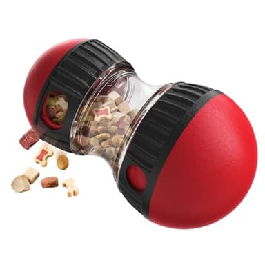 COSOWO Interactive Dog Treat Dispenser and Puzzle Toys, Dog Slow Food Feeder Rolling Ball for Reducing Boredom and IQ Training Toys, Red - Image 1