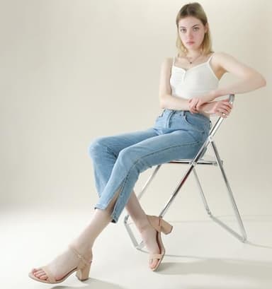 Ankis Nude Black Heels, 2.5'' Block Chunky White Clear Silver Heel Dressy Open Toe Heels For Women Ankle Strap Low Short Thick Strappy Dress Comfortable Sandal Casual Party Wedding Event Summer Shoes - Image 6