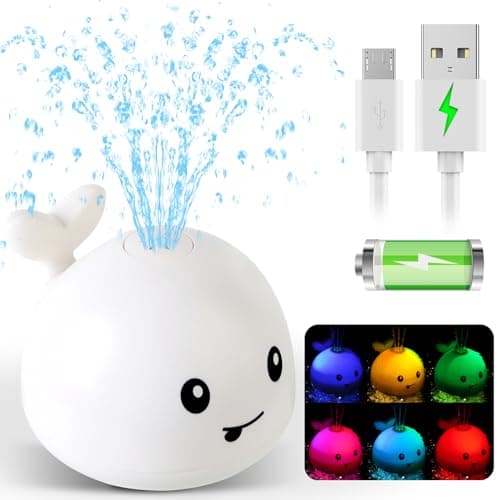 Baby Bath Toys, Rechargeable Light Up Bath Toys for Kids 1-3 Babies 6-12 12-18 Months, Whale Sprinkler Spray Water Pool Bathtub Toys Toddlers Infant 1 2 3 4 5, Baby Shower Newborn Gifts - Image 1