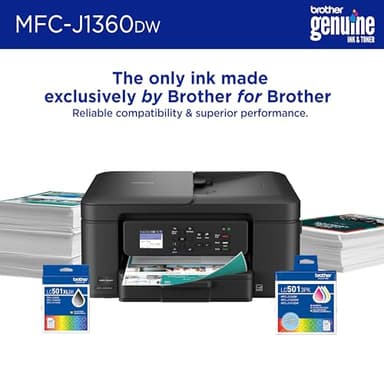 Brother Work Smart 1360 Wireless Color Inkjet All-in-One Printer with Automatic Duplex Printing and 1.8” Color Display | Includes Refresh Subscription Trial(1) (MFC-J1360DW) (Uses LC501 Series Inks) - Image 2