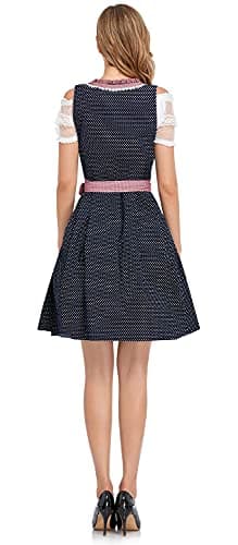 HiZiTi Oktoberfest Costumes Women Dirndl Dresses 3 Pcs German Oktoberfest Dresses Bavarian Costume Beer Carnival Outfits with Blue Dirndl Dress White Blouse Pink Detachable Apron M - Image 5