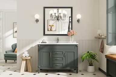 Briivue 36"x36" Black Bathroom Mirror, Anti-Rust Black Metal Framed Bathroom Mirrors for Over Sink, Wall-Mounted Rectangler Mirrors for Bathroom Vanity, Farmhouse, Bedroom, Living Room, Entryway Decor - Image 3