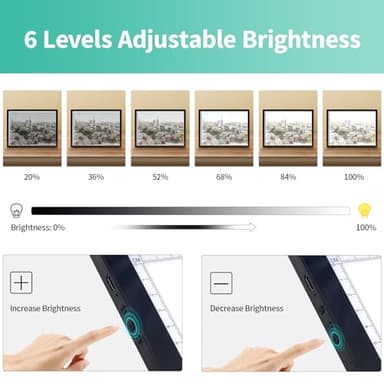 A3 Light Pad with Carry Bag - Battery Powered Diamond Painting Light Board, 3 Colours 6 Levels Brightness Tracing Light Box, Portable Rechargeable LED Light Pad for Weeding Vinyl Drawing - Image 4