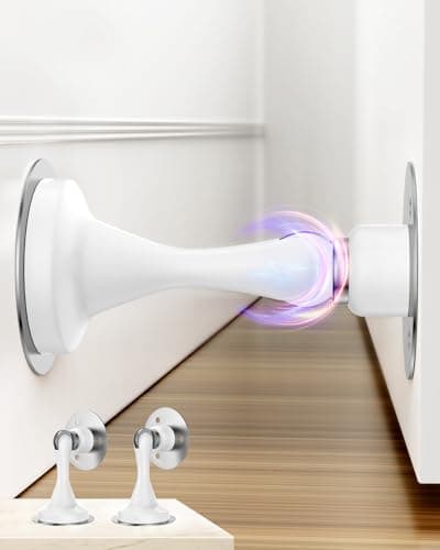 Magnetic Door Stoppers Door Catch - 2 Pack Stainless Steel Heavy Duty Door Stops for Bottom of Door, Wall & Floor Mounting No-Drill Strong Adhesive & Screws, Door Holder to Keep Door Open - Image 1