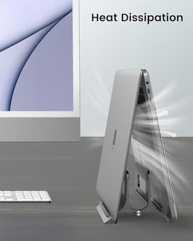 SODI Vertical Laptop Stand for Desk, Gravity Auto Lock MacBook Stand, Aluminum Laptop Holder Vertical Compatible with MacBook Pro, Air, Tablet, Space-Saving Organize Work & Home Office, Gray - Image 6
