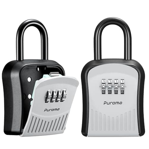 Puroma Lock Box Combination Key Lock Box, Wall-Mounted Portable Storage Lockbox for Keys with Resettable Code, Outside Safe Security Box for House, Apartment, Office Key Storage (2 Pack, Gray) - Image 1