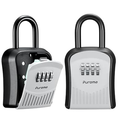 Puroma Lock Box Combination Key Lock Box, Wall-Mounted Portable Storage Lockbox for Keys with Resettable Code, Outside Safe Security Box for House, Apartment, Office Key Storage (2 Pack, Gray) - Image 1