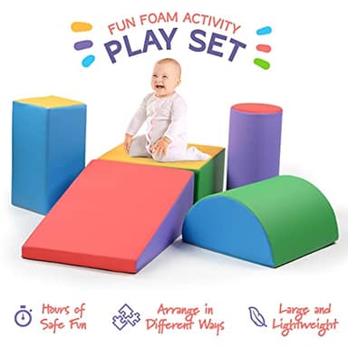 Play22 Soft Climbing Toys for Toddlers Indoor - 5 PC Baby Foam Climbing Blocks, PU Leather Gym Climb and Crawl Play Set Waterproof and Easy to Clean - Image 2