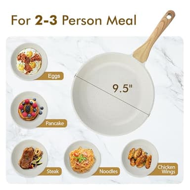SENSARTE Nonstick Ceramic Frying Pan Skillet, 9.5 Inch Omelet Pan, Healthy Non Toxic Chef Pan, Induction Compatible Egg Pan with Heat Resistant Handle, PFAS-Free - Image 6