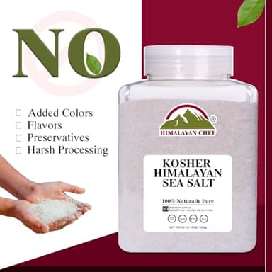 Himalayan Chef Kosher Sea Salt – Full Flavor, No Additives, unrefined and Less Sodium - Natural and Organic - 5 Pound Plastic Jar, Kosher & Non GMO Certified - Image 3