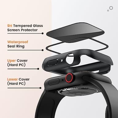 Goton Waterproof Privacy Case for Apple Watch Screen Protector, Anti-Spy Tempered Glass Film iWatch Cover Hard PC Case Bumper for Apple Watch SE 3/2/1, Series 6/5/4, 44mm BlackBlack - Image 8