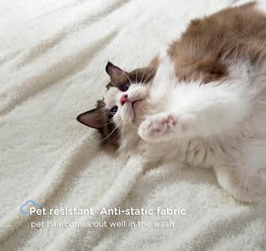 CLOUDS HUG Oversized King Knit Blanket for Couch - Super Soft Extra Large Throw Blankets for Bed， Fluffy Fuzzy Plush Lightweight Cozy Blanket，Cream，120" x 120" - Image 6