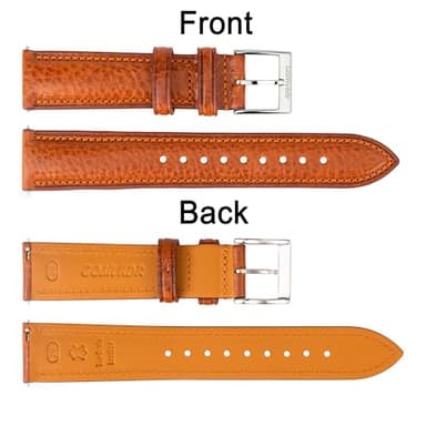 Gomvadr Italian Leather Watch Band Tuscany Natural Vegetable-Tanned Leather Strap,18mm 19mm 20mm 21mm 22mm XL XXL Quick Release Replacement Watch Straps for Men and Women (Cognac/Silver Buckle, 21mm) - Image 4
