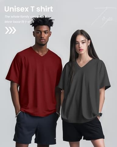 Neer 3 Pack Men's Big and Tall V Neck T-Shirts M-7X, Short Sleeve Raglan Tops Casual Regular Summer Basic Tees(Black, Red, Gray,4X-Large) - Image 4