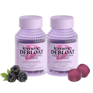 Lemme Debloat - Digestive & Gut Health Gummies with 2 Clinically Studied Probiotics & Prebiotic, Vegetarian, Gluten Free, Non GMO, BlackBerry Flavor (60 Count) (Pack of 2) - Image 1