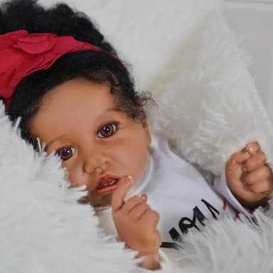 KSBD Realistic Reborn Baby Doll Black Girl – 20 Inch Lifelike Real Life African American Newborn Doll with Soft Body Gift Set for Kids Age 3+ - Image 4