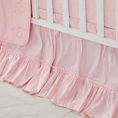 Brandream Crib Bed Skirt for Baby Girls Boys Blush Pink Boho Bohemian Solid Cotton Toddler Bedskirt Farmhouse Chic Ruffle - Image 5