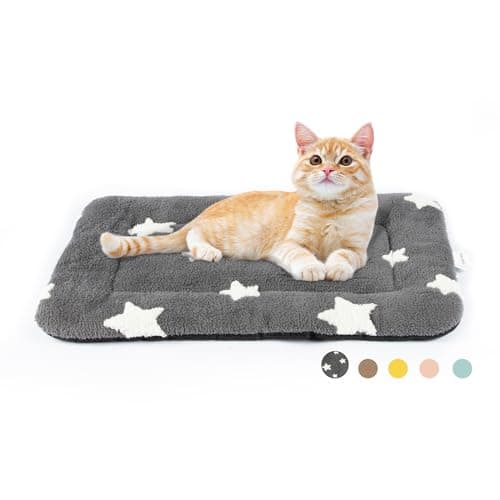 Mora Pets Cat Bed for Indoor Cats Washable Dog Crate Pad Cute Star Dog Bed Mat for Small Dogs Pet Kennel Pad for Cage Soft Flat Puppy Kitten Cushion Sleeping Anti-Slip Grey 22 x 13 - Image 1