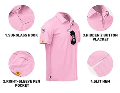 V VALANCH Mens Polo Shirts Short Sleeve Moisture Wicking Golf Polo Athletic Collared Shirt Tennis T-Shirt Tops Pink 5X - Image 4