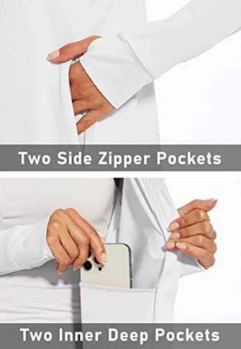 MAGCOMSEN Women's Lightweight Jacket Full Zip Long Sleeve Shirt Jacket Workout Jackets for Women Running Athletic Jackets White XL - Image 4