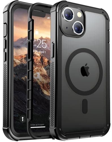 jaroco Magnetic for iPhone 14 Case, [Compatible with MagSafe][Military Grade Drop Protection][Heavy Duty Protection][Non-Slip][Shockproof] 2-Layer Durable Bumper Phone Case 6.1''-Black - Image 1