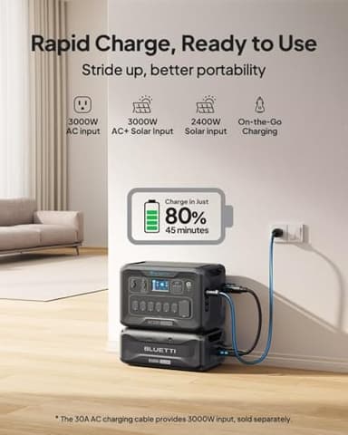 BLUETTI Solar Generator AC300 & B300K Expansion Battery with 2 200W Solar Panels Included, 2764.8Wh LiFePO4 Portable Power Station w/ 7 3000W AC Outlets, for Home Emergency, Power Outage, Off Grid - Image 3