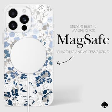 kate spade new york iPhone 16 Pro Max Case - Compatible with MagSafe - Designer Phone Case - Flowerbed Blue Gems - Image 6