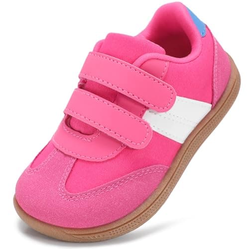 STQ KIDS Toddler Wide Toe Box Shoes:Girls Barefoot Shoe Kids Walking Shoes Girls Sneakers Non-Slip Zero Drop Toddler First Walking Shoe Comfortable Hot Pink Infant 4 - Image 1