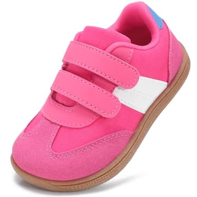 STQ KIDS Toddler Wide Toe Box Shoes:Girls Barefoot Shoe Kids Walking Shoes Girls Sneakers Non-Slip Zero Drop Toddler First Walking Shoe Comfortable Hot Pink Infant 4 - Image 1