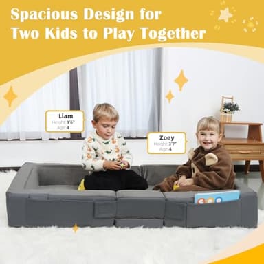 ENITYA Toddler Travel Bed – Portable Foldable Soft Foam Floor Bed for Kids 18M–4yr, No Assembly, Washable Cover, Built-in Safety Rails, Compact for Travel & Home Use, Grey - Image 4