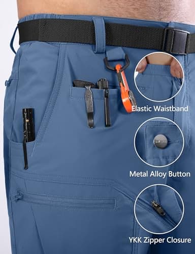 Shallowlulu Mens Cargo Hiking Shorts Water Resistant Quick Dry Lightweight Breathable Tactical Shorts with Nylon Belt(Pitch Blue 32W/10L) - Image 5