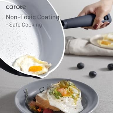 CAROTE Ceramic Cookware Set 12 Piece, Healthy & PFOA/PFAS Free, Nonstick Pots and Pans Set, Induction-Compatible, Navy Blue - Image 3