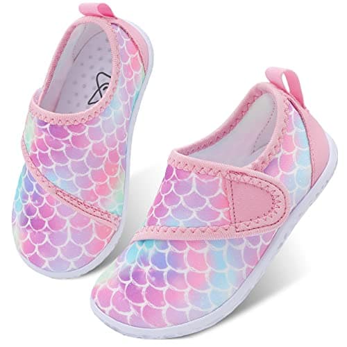 LeIsfIt Boys Girls Water Shoes Kids Aqua Socks Toddler Quick-Dry Beach Swimming Shoes Lightweight Breathable Non-Slip Outdoor Sport Water Shoes Pink Scale 12 Little Kid - Image 1