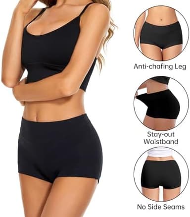 Migbean Womens Seamless Boy Shorts Underwear Soft Stretch Boxer Shorts Briefs No Show Panties 2 Packs Black Grey - Image 4