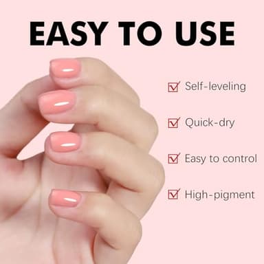 FZANEST Peach Pink Rubber Nail Base Gel 6 in 1 Builder Gel For Nails Thickening Strengthener Extension 15ml - Image 4