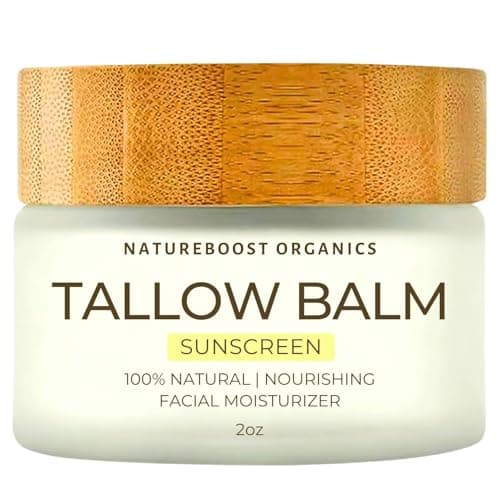 Organic Tallow Sunscreen SPF30 - Non-Toxic Natural Mineral Sunscreen for all Skin Types - Chemical Free Formula - Handcrafted in USA - Glass Jar with Bamboo Lid - 2oz - Image 1