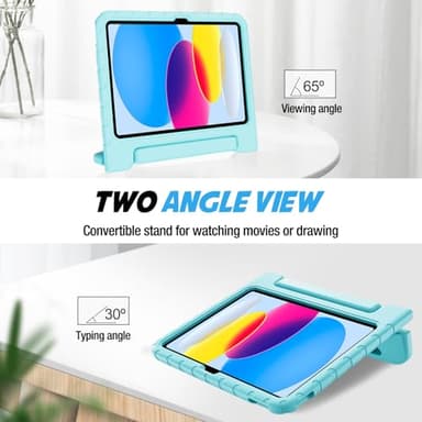 ProCase Kids Case for iPad A16 11th Generation 2025/iPad 10th Generation 2022 with Pencil Holder, iPad 11/10 Case Shockproof Lightweight Cover with Stand Convertible Handle for Children -Aqua - Image 5
