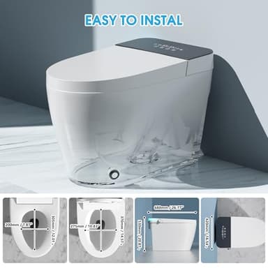 LOUPUSUO Tankless Smart Toilet with Warm Water Sprayer & Dryer, Smart Bidet Toilet with Foot Sensor Operation, Heated Bidet Seat, Auto Smart Toilet with LED Display for Bathrooms - Image 5