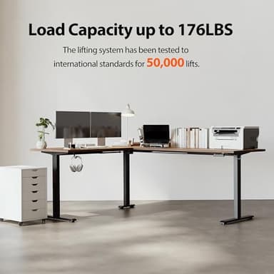 Agilestic L-Shaped Standing Desk Adjustable Height, Electric Corner Standing Desk, Sit Stand Up Desk, 75x61 inch Sit Stand Computer Table, Rustic Brown - Image 9