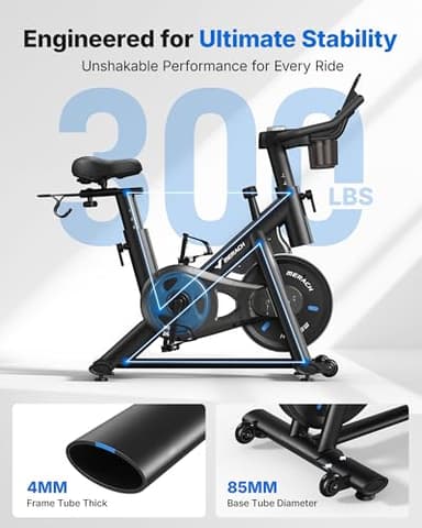 MERACH Exercise Bike, Brake Pad/Magnetic Stationary Bike with Exclusive App, Low Noise Indoor Cycling Bike with 270LBS Weight Capacity, Dumbbell Rack and Fitness Courses for Weight Loss - Image 4
