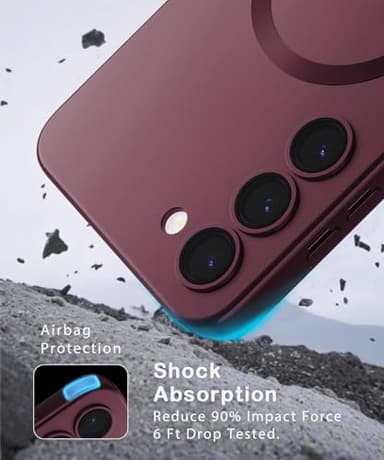 Amzfield Magnetic for Samsung Galaxy S23 Plus Case for Women Men Girls [Compatible with MagSafe] [Camera Lens Protector] Matte Cute Slim Soft Silicone Bumper Shockproof Metallic Phone Case, Burgundy - Image 6