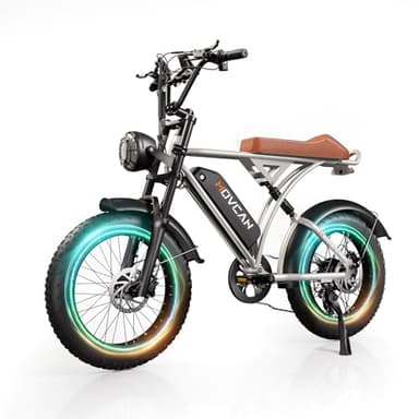 Movcan V60 Pro Electric Bike, 48V 18.2Ah Removable Battery 20” Fat Tire Electric Bike, 1500W Motor 33MPH Top Speed Electric Motorcycle, 7 Speed Dual Hydraulic Brake E Bikes for Adults Electric, Silver - Image 1